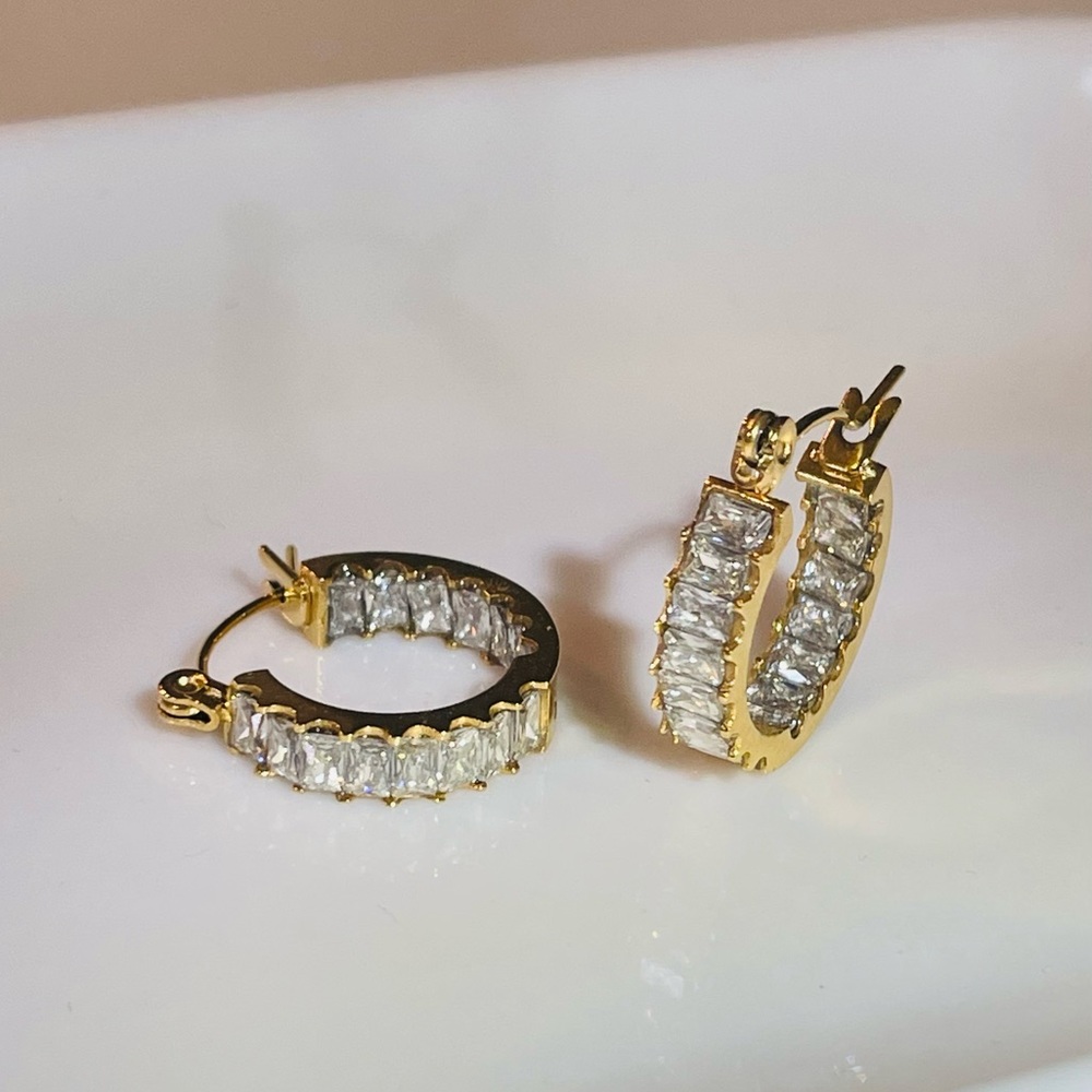 NWT- TNJ Crystal Hoop Earrings